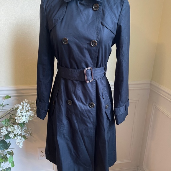 Banana Republic Women’s Classic Black Lined Trench Coat Like New SZ Petite Small - Picture 3 of 13